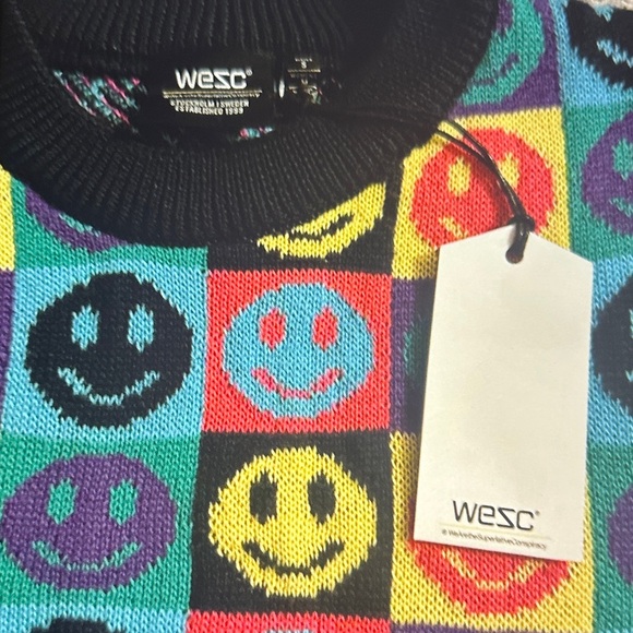 WeSC Leon Pop Smiley Face Crewneck Sweater - Picture 2 of 3